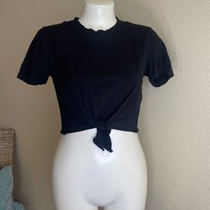 black front knot black cropped top size 4